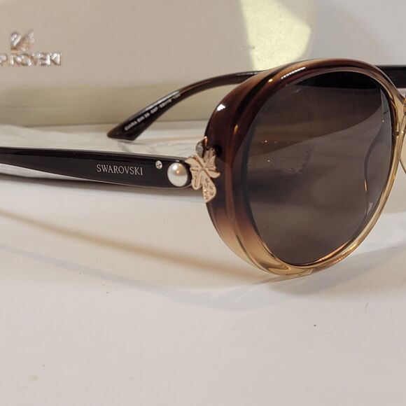 SWAROVSKI Ciara 56F Tortoise Sunglasses Pearl Accents w/Stones 58016